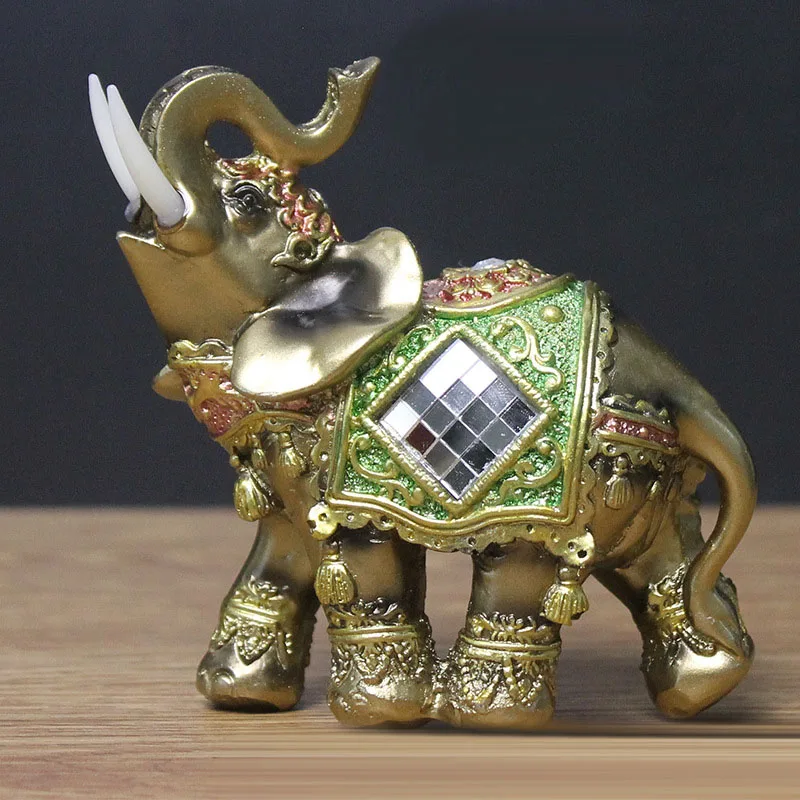 

Elegant Elephant Feng Shui Trunk Statue Luck Wealth Figurine Crafts Ornaments for Home Office Desktop Decor Gift