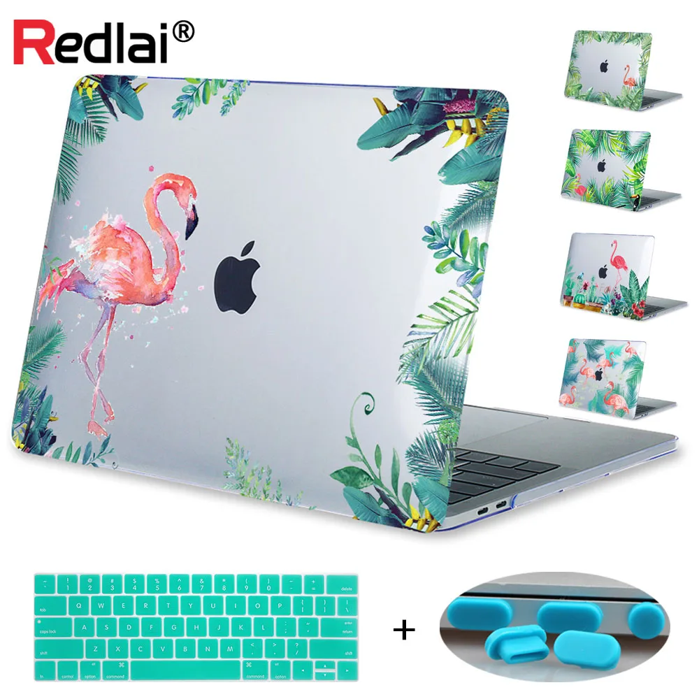 

Redlai Plastic Print Hard Case Cover For Macbook New 12" Pro 13 15 Touch bar A1706 Air 13 Pro Retina 13 15 Flamingos Laptop Case