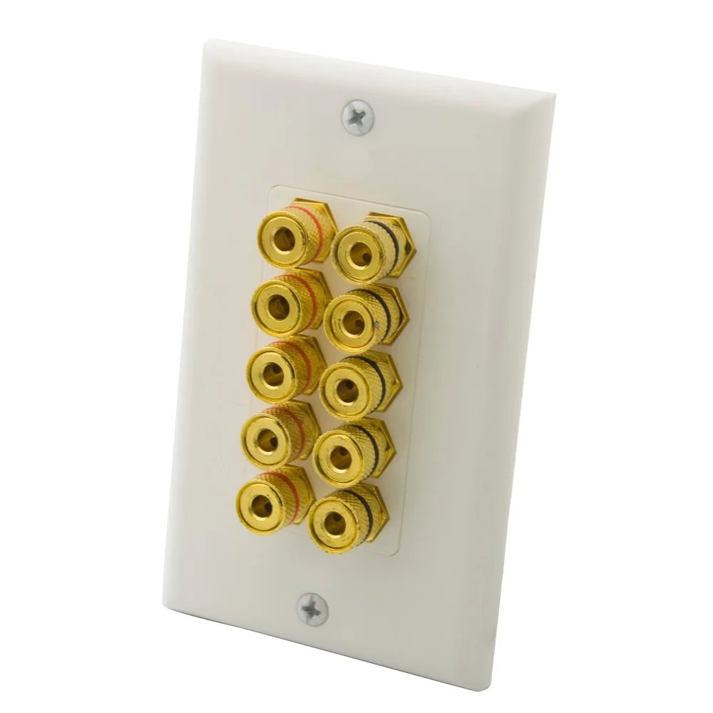 1 Gang 5.0 Home Theater Surround sound box speaker banana wall plate face plate with backside