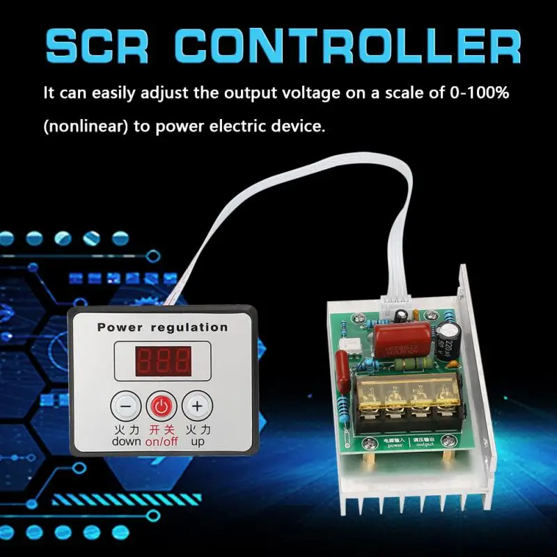 Электронный регулятор напряжения AC220V 8000 Вт Высокая мощность SCR контроль скорости Лер контроль мощности регулирование мощности