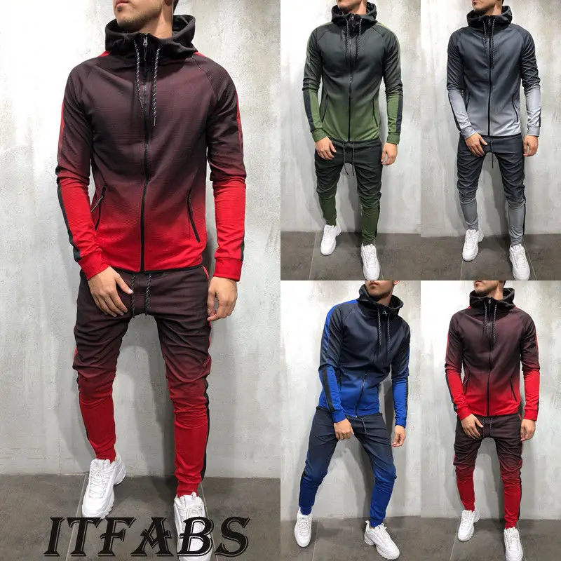 Mens gradient Zipper Suit