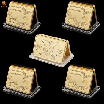 

5Pcs/Lot German Iron Cross Shield 999/1000 Reichs Gold Coin Deutsche Tugenden Arbeitssam & Strebsam Fine Gold Bar Collection