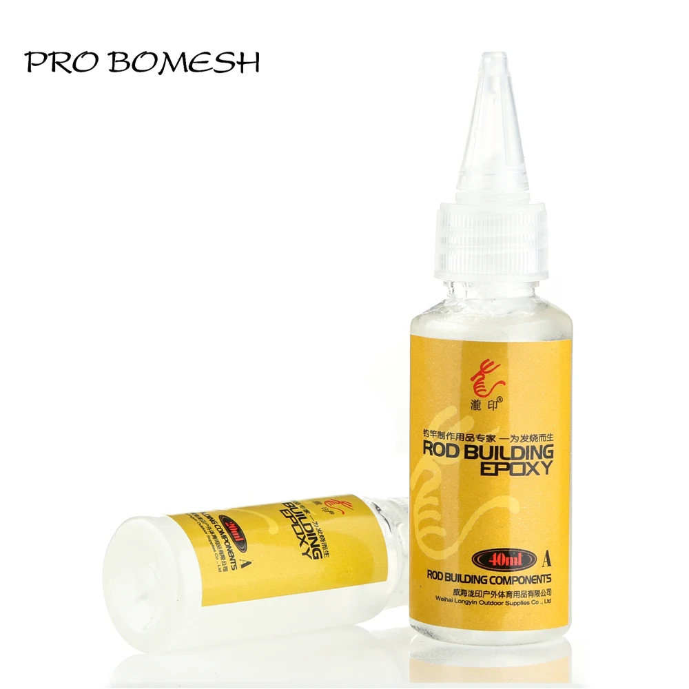Pro Bomesh 1 Set 20ml Set 40ml Set Epoxy Resin Fishing Guide Glue Transparent DIY Fishing Rod Building Component Repair Kit