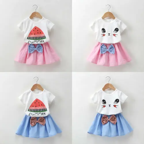 

Kids Baby Girls Clothes Party T-shirt Top+Tutu Skirt Outfits Children Set Clothes 2Pcs