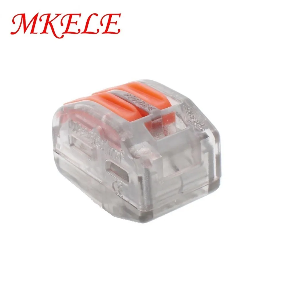 

20pcs MKELE 2 Pin Mini Wire Connector Conductors Terminal Block Plastic Box Transparent Universal Fast Wire Wiring Connector