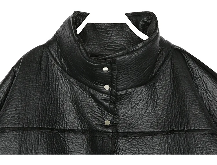 Long long Grande Lâche Noir Cuir Taille Polaire Et 1118 X Faux Hiver Pu Femmes Streetwear Col Roulé Veste Tranchée Épais Manteau wqxg7Zx