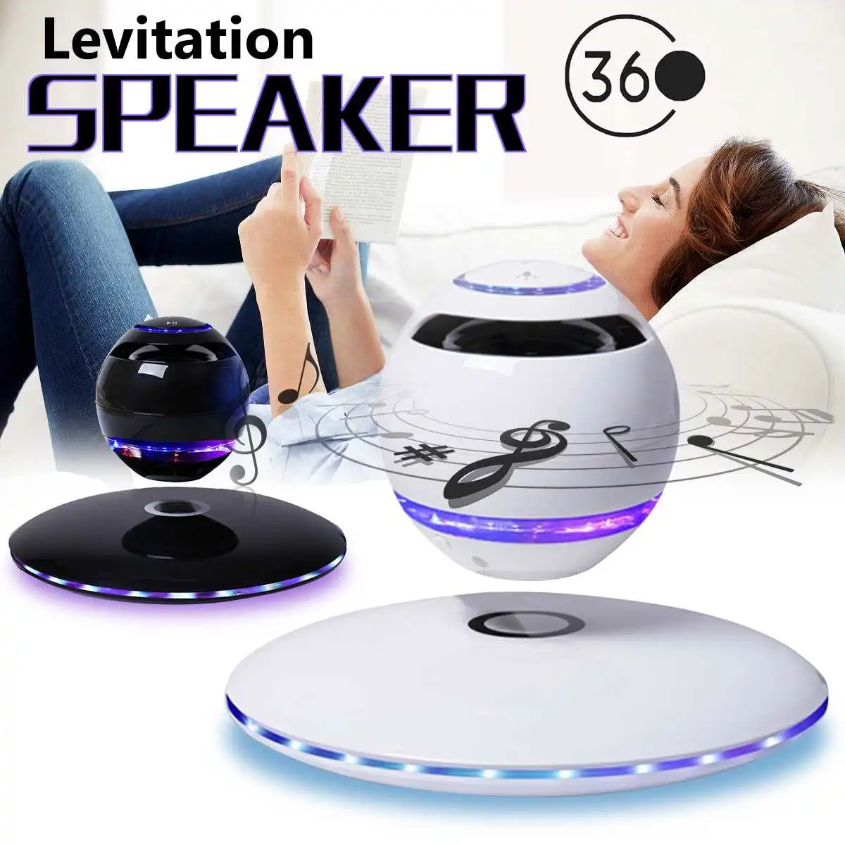 

Wireless LED Magnetic Levitation bluetooth Speaker Subwoofer 360 Rotating Radio Stereo Player 3D Floating Globe Loundspeaker