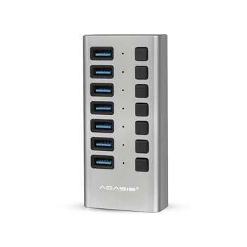 

Acasis Usb Hub 3.0 High Speed 7 Port Usb 3.0 Hub Splitter On/Off Switch With 12V 2A Power Supply Cord For Macbook Laptop Pc