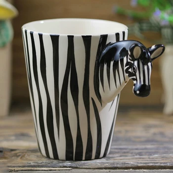 

200ml 3D Stereo Animal Coffee Cup Cute Zebra Cup Hand-painted Creative Cartoon Ceramic Cup Birthday Gift Mug
