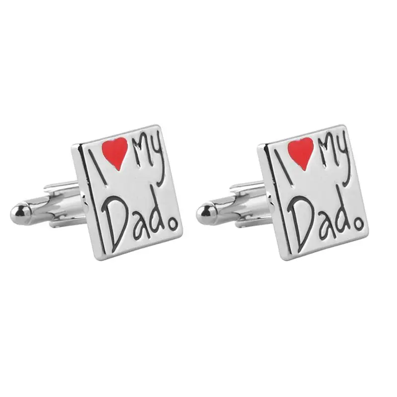 Вечерние запонки для отца I Love My Dad 2 шт. квадратные из сплава мужские папы белые