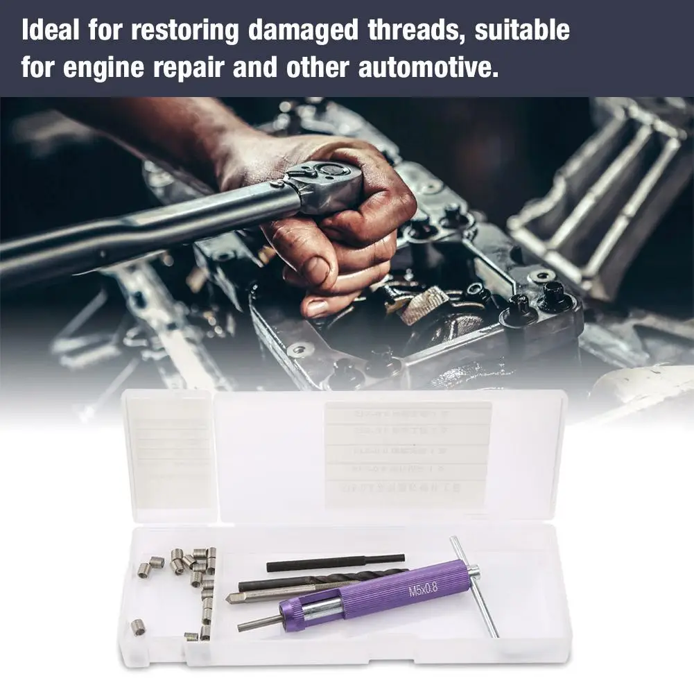 

M5*0.8 Car Engine Block Restoring Damaged Thread Repair Insert Tool Kit Thread Car Repair