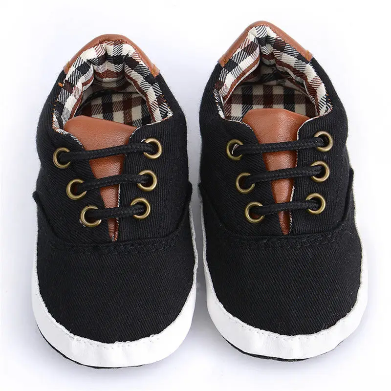 Baby Boy Blue Plaid Soft Sole Pram Shoes Trainers Newborn to 18 Month Shoes 5 Colors