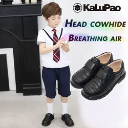 Детская кожаная обувь для мальчиков; школьная обувь; Новинка 2019 года; нескользящие лоферы из натуральной кожи; Детская Повседневная