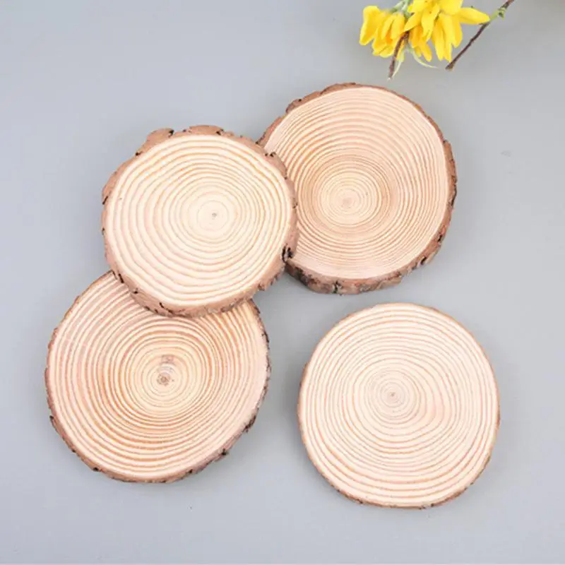 

1pc Natural Round Wood Slices Circles With Tree Bark For DIY Crafts Wedding Party Painting Decoration #A30