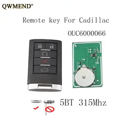 QWMEND 2 шт. * 5 кнопок Smart дистанционный ключ Fob для Cadillac 2006-2011 DTS 2007-2009 SRX 2008-2010 STS оригинальные ключи 315 МГц