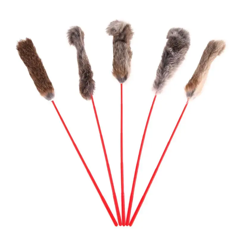 

5Pcs Lovley Pets Stick Toys Feather Wand Rod Cat Catcher Teaser Toy for Pet Cat Kitten Jumping Training Toys Wholesale