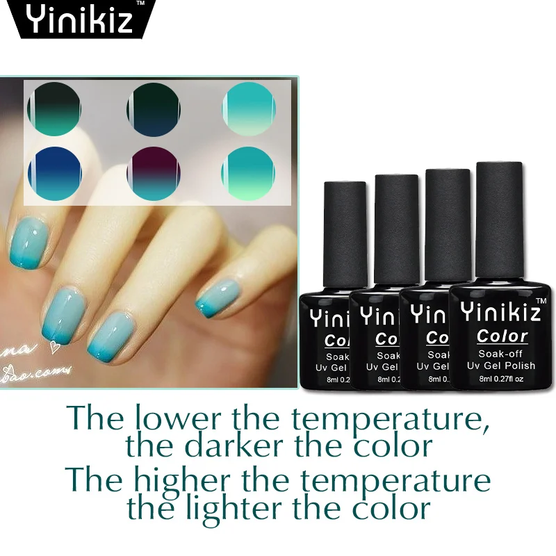 

Yinikiz Beautiful Lucky Thermal Hybrid Gel Varnish Nail Polish Gel Lacquer Soak Off Gel Varnish LED Army Green for Nails