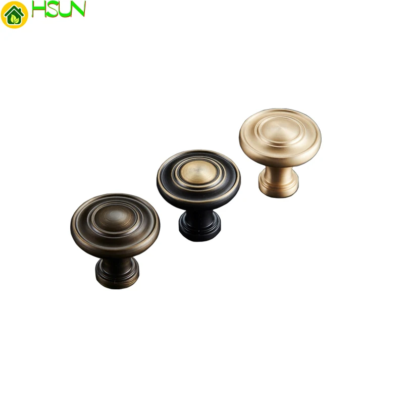 Vintage Solid Brass Knob Drawer Cabinet Cupboard Pull Handle Round