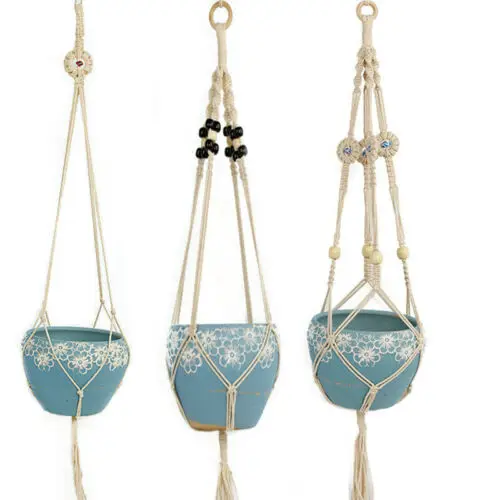 

Retro-Macrame Plant Hanger Garden Flower Pot Holder Hanging Rope Basket Decor