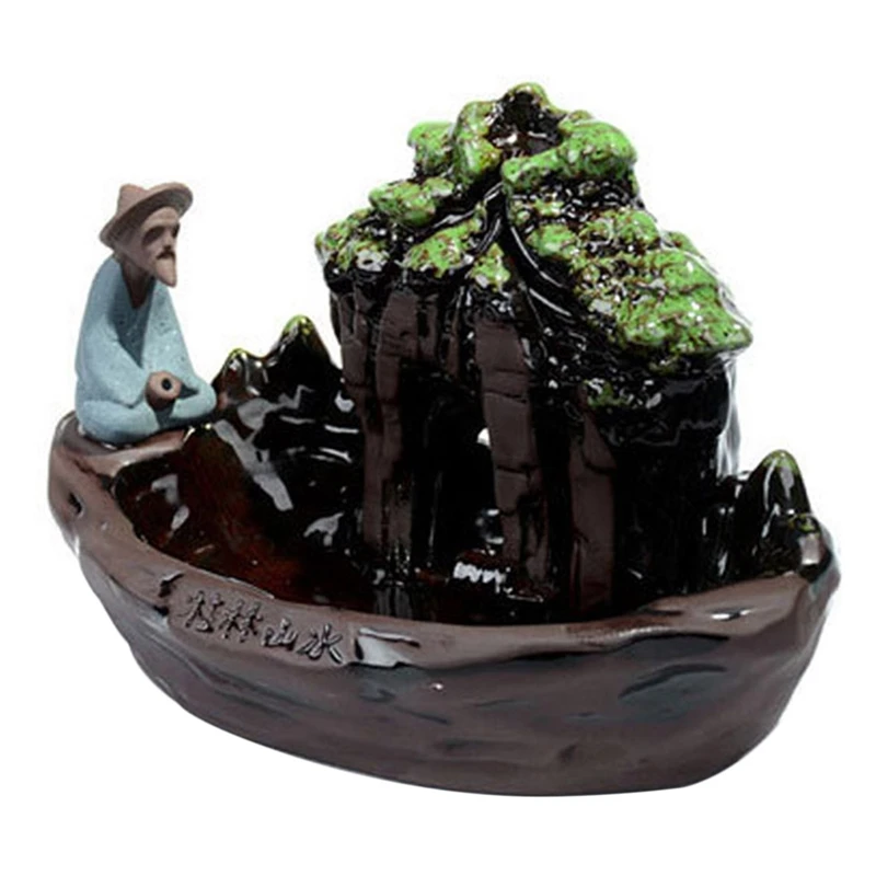 

Backflow Incense Burner Home Decor Ceramic Smoke Backflow Incense Stick Holder Censer + 10Pcs Incense Cones