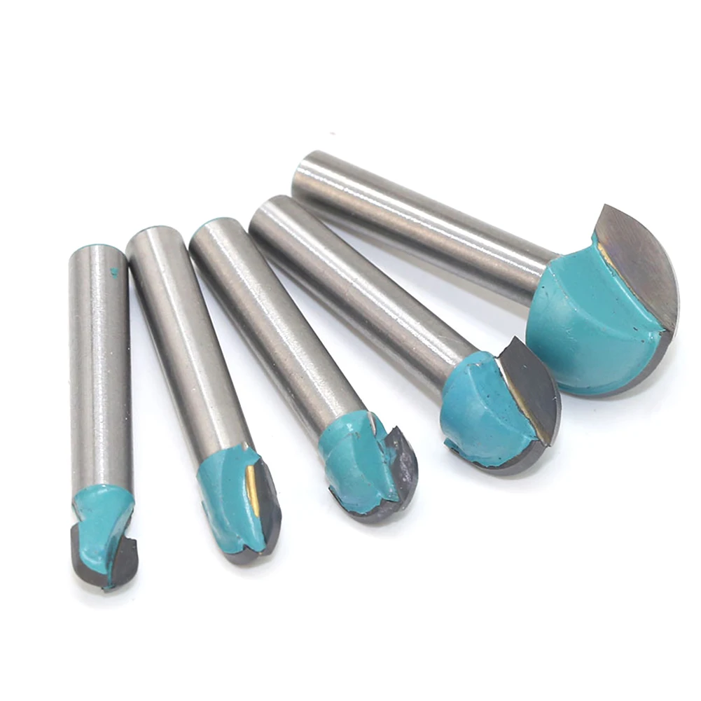 5 Pcs Set 6-Handle Ball Milling Cutter Round Bottom Lace Cutter Round Head Cutter Woodworking Semic