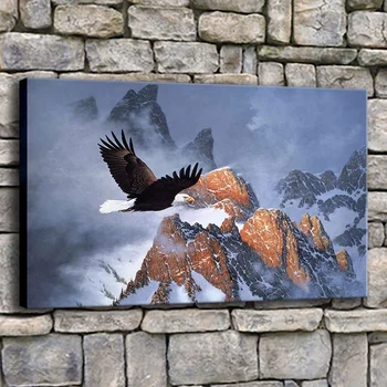

Framework Or Frameless Canvas Painting Modern HD Print Type 1 Panel Bald Eagle Winter Flight On Snow Mountain Poster Wall Decor