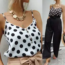 Женская летняя майка cellumia,, Модный женский сексуальный топ на бретельках с v-образным вырезом, с принтом в горошек, повседневные рубашки на пуговицах размера плюс вечерние топы