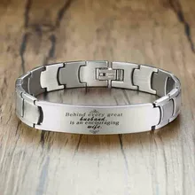 Мужской браслет из нержавеющей стали с лазерной гравировкой серебряного цвета, мужские ювелирные изделия, подарок для жены с 8,46