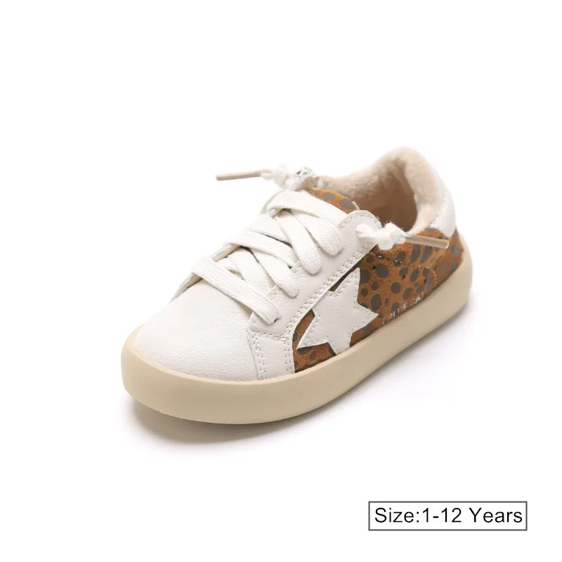 

New Ins Hot Leopard Print Stars Leisure Soft Bottom Fashion Children Shoes Winter Toddler Boys and Girls Sneakers1 4 8 10 years