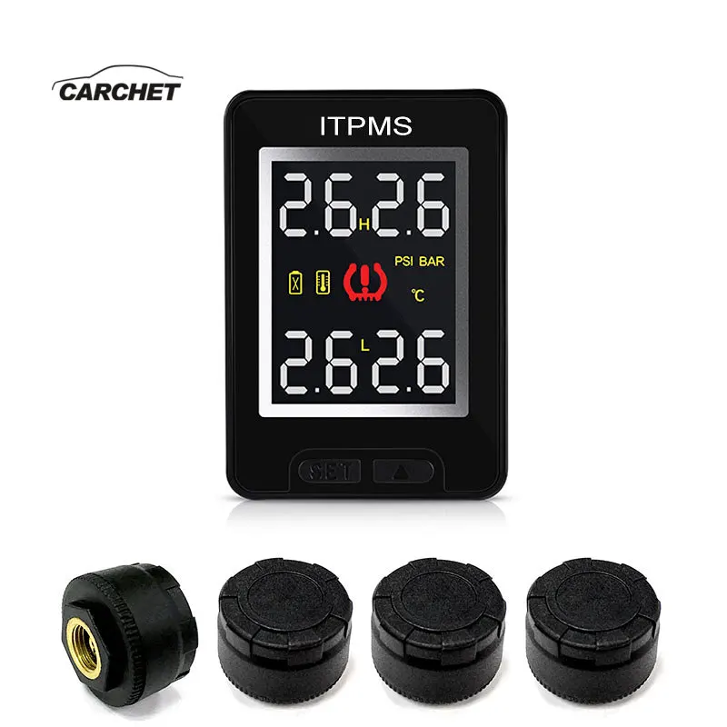 

CARCHET Car TPMS Wireless Auto Tire Pressure Monitoring System With 4 External Sensors LCD Real-time Embedded Monitor For Toyota