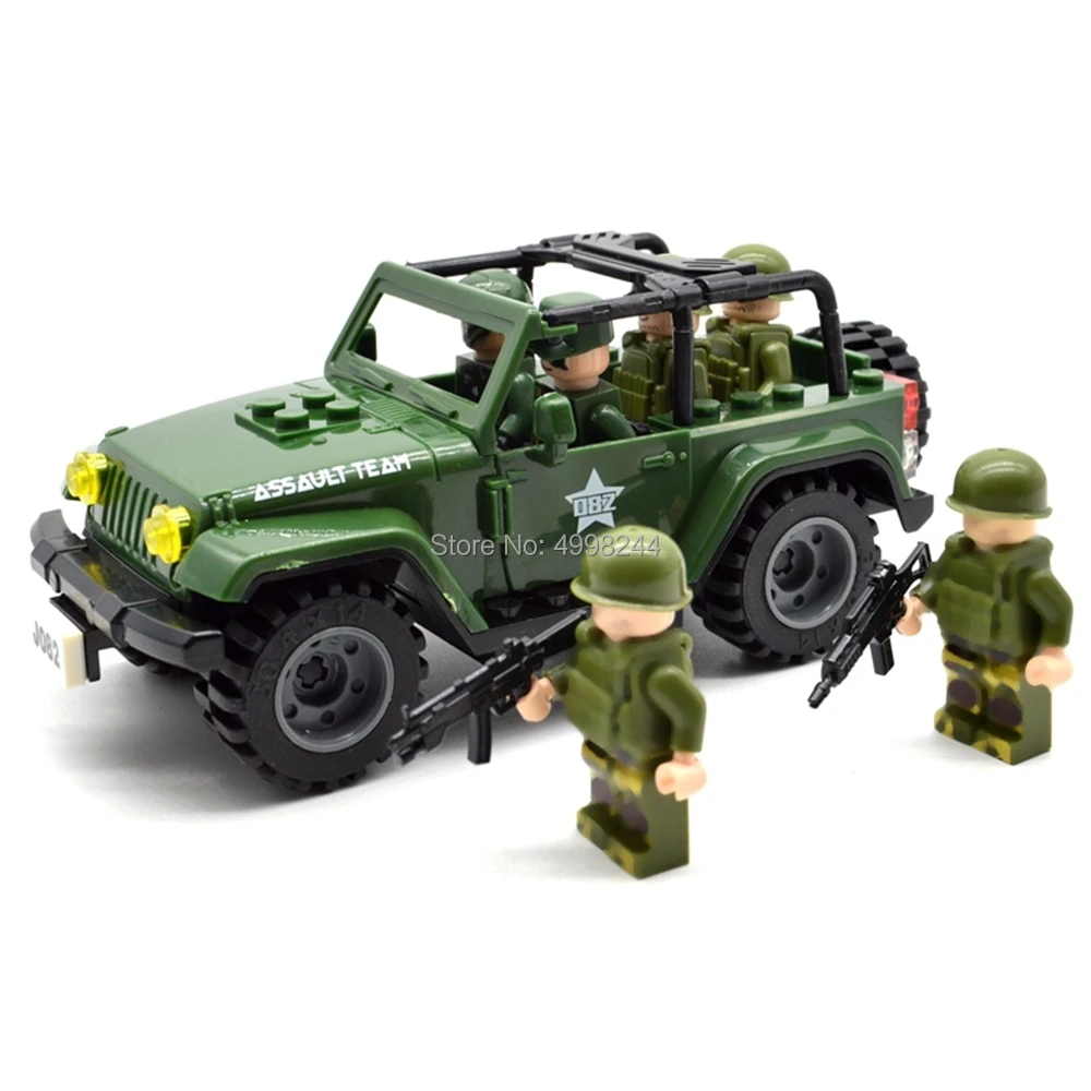 

J082 76pcs Military Assault Off-road SUV Soldiers Special Forces Field Troops Weapons 2 Figures Building Blocks Bricks Toy