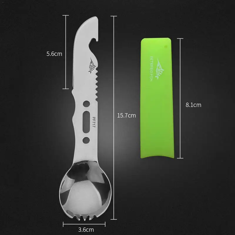 

Camping Equipment Panic Tableware Knife Spoon Outdoor Survival Tableware Set Multi Functional Stainless Steel Home Dinner Tool