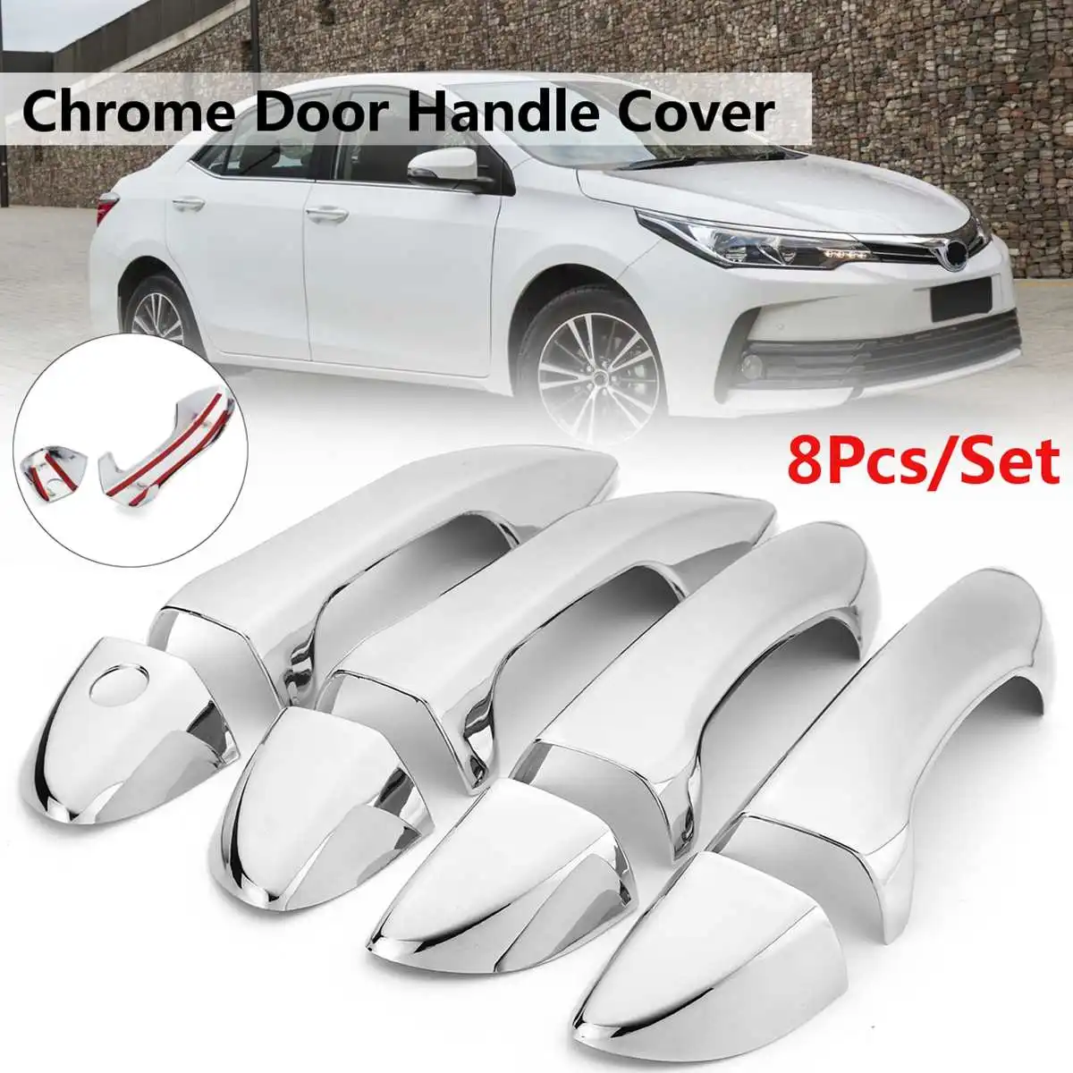 

8Pcs ABS Set Of Chrome Door Handle Cover For Toyota Corolla 2014 2015 2016 2017 Replacement