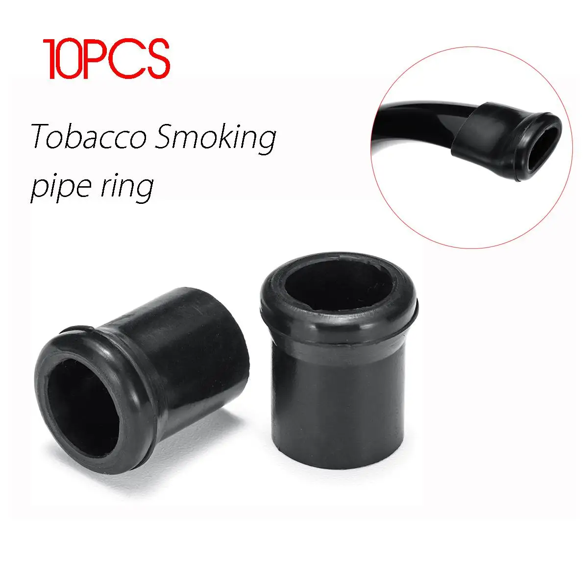 

10pcs Black Tobacco Smoking Pipe Mouthpiece Stem Rubber Pipe Tip Grips Ring