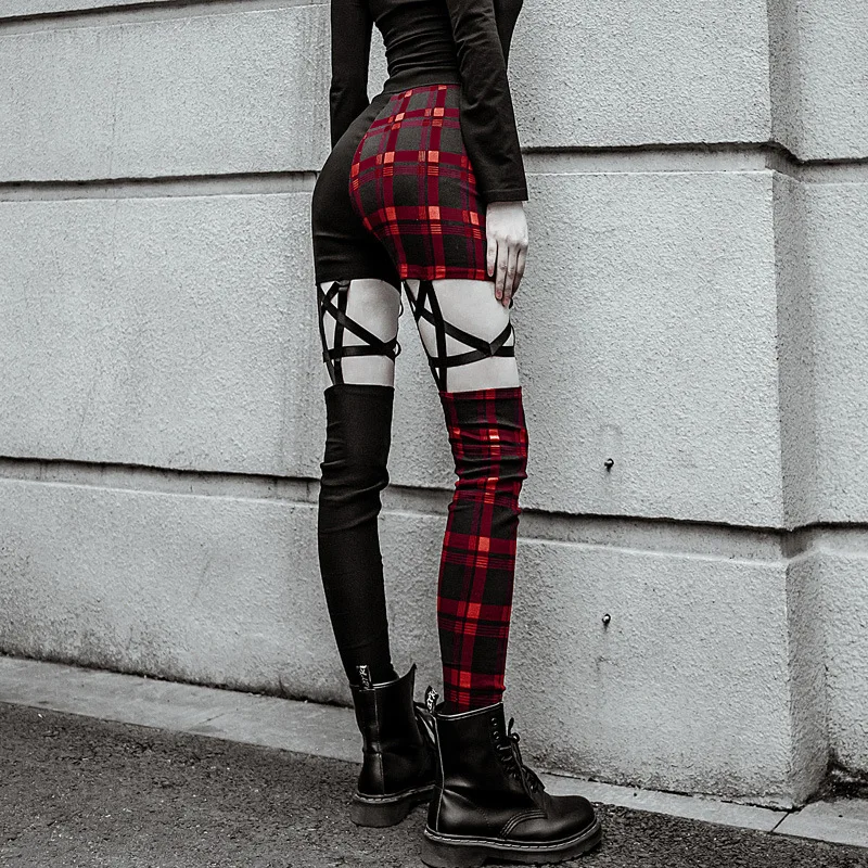 HOUZHOU 2019 Spring Summer Women High Waist Gothic Pants Punk Rock Hollow Out Pentagram Pencil Trousers Skinny Patchwork Slim HOUZHOU 2019 Spring Summer Women High Waist Gothic Pants Punk Rock Hollow Out Pentagram Pencil Trousers Skinny Patchwork Slim