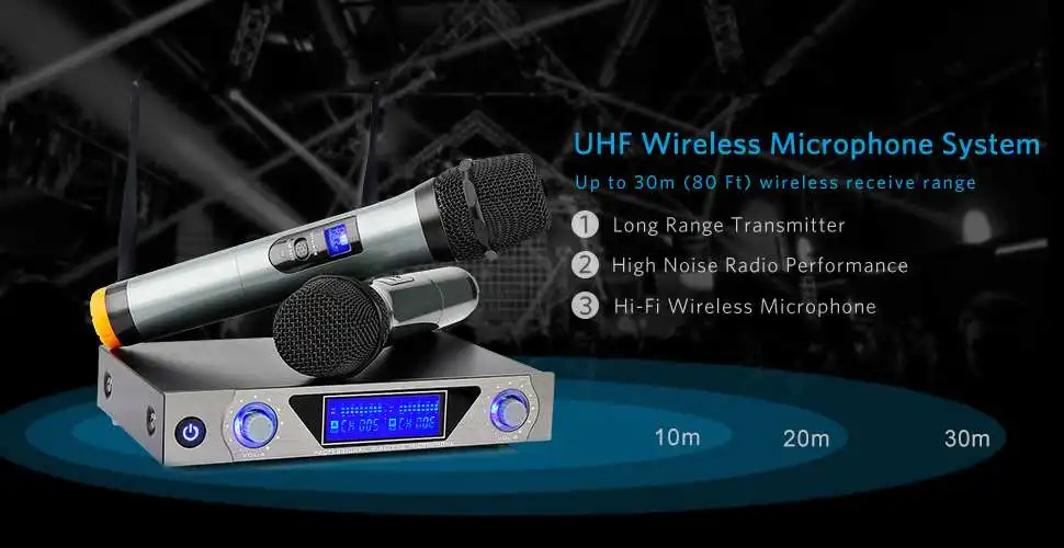 ARCHEER Двухканальный беспроводной ручной UHF микрофон домашний караоке микрофон ЖК-система для дома KTV караоке