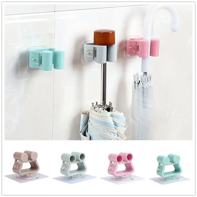 

Self Adhesive No Drilling Wall Mount Mop and Broom Holder Bracket Hanging Organizer for Home Bathroom Use Umbrella Storage Rack