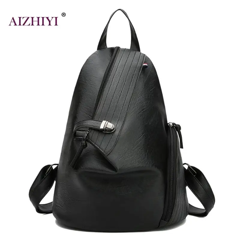

Pu Leather Women Backpack Irregular Solid Color Backpacks Teenage Girls Travel Shoulder School Bags Trendy Black Mochila Feminin