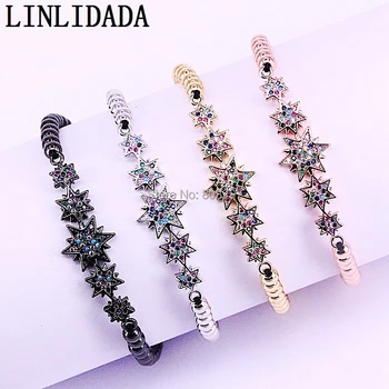 

8Pcs Handmade Charm Mirco Pave CZ Star Charm Braiding Macrame Bracelets & Bangles Jewelry For Women Gift