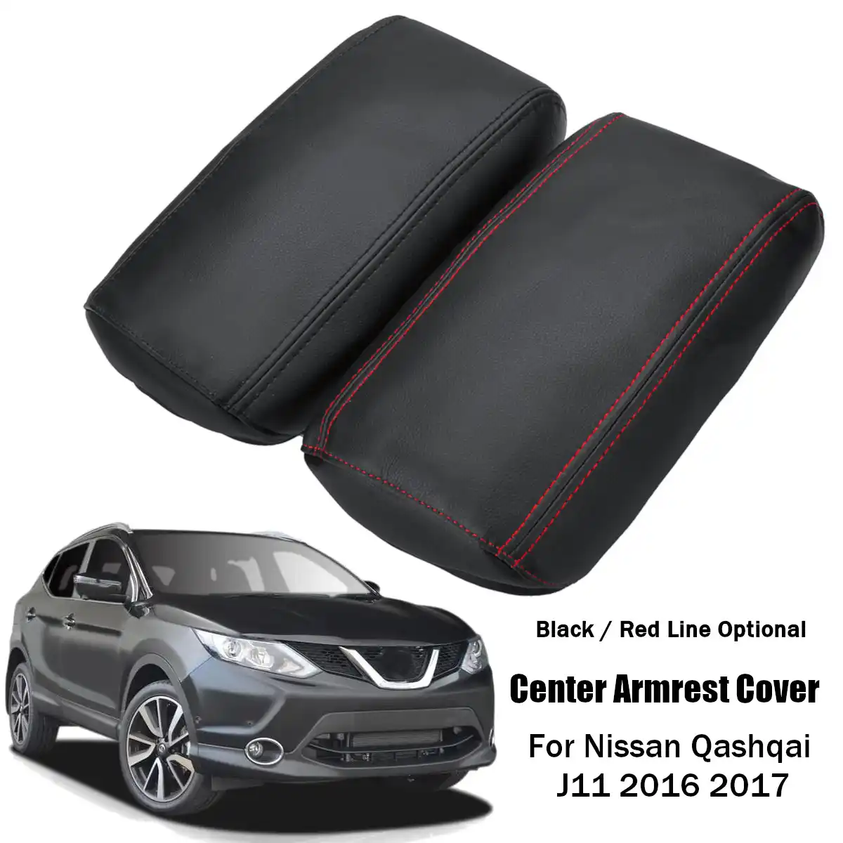 Car Center Armrest Cover Artificial Leather Cover Accessories Red