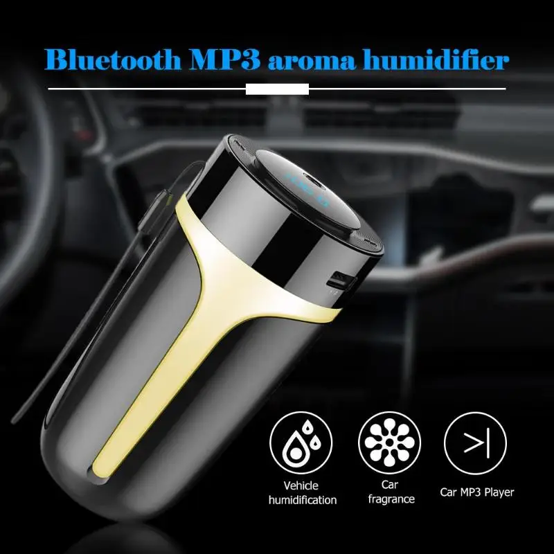 

S10 Car Air Humidifier Bluetooth Handsfree Kit FM Transmitter MP3 Player Dual USB Charger with Colorful LED Car Auto Accessories