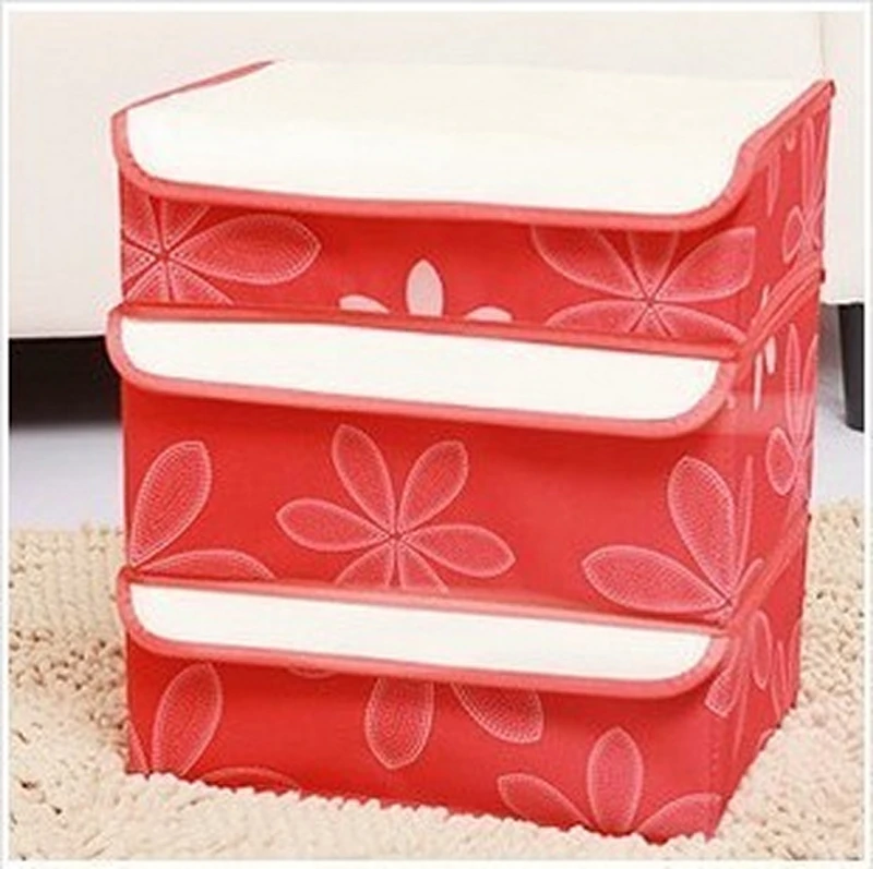 

Three-drawer Bra Storage Box Underwear Organizer Oxford Cloth Foldable Wardrobe Closet Socks Scarf Tie Desktop Storage Case