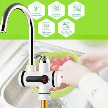 

Electric Kitchen Water Heater Tap Instant Hot Water Faucet Heater Cold Heating Faucet Tankless Instantaneous Water Heater Eu P