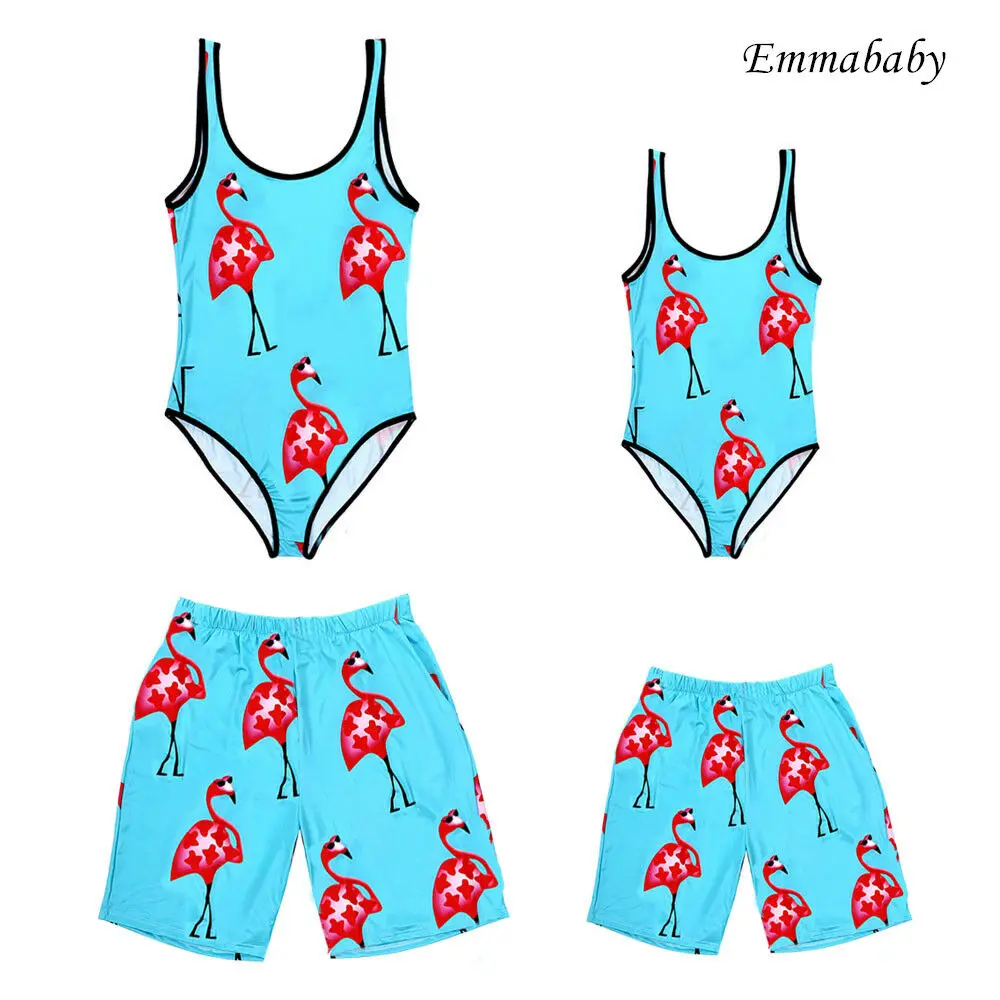 

Family Matching Friuts Printed Girls Long Sleeve 2pcs Sets Women Bodysuit Men Boys Board Shorts Bathing Suit Summer Swimwear