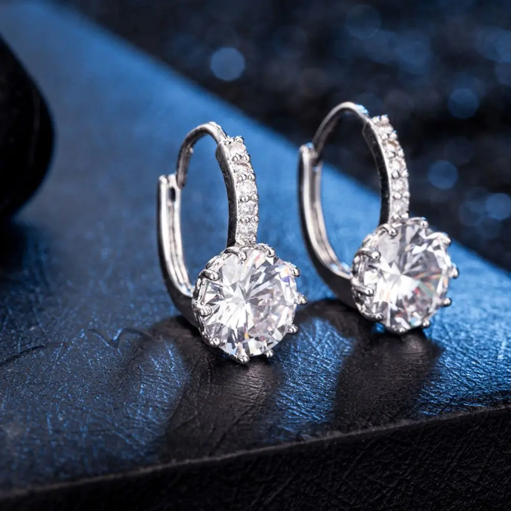 

New Fashion Rhinestone Zircon Stud Earrings Shiny Colorful Crystal Ear Jewelry Elegant Party Earrings For Women