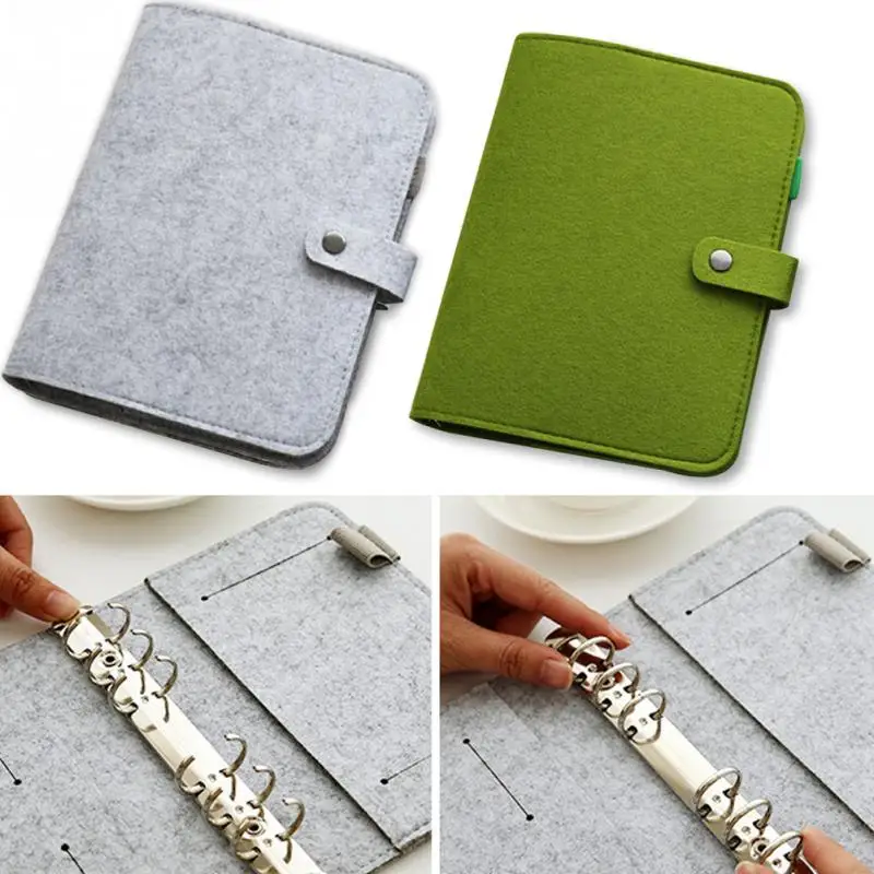 

1pcs notebook A5 A6 simple snap felt felt binder notebook diary creative office binder material light gray dark gray army green