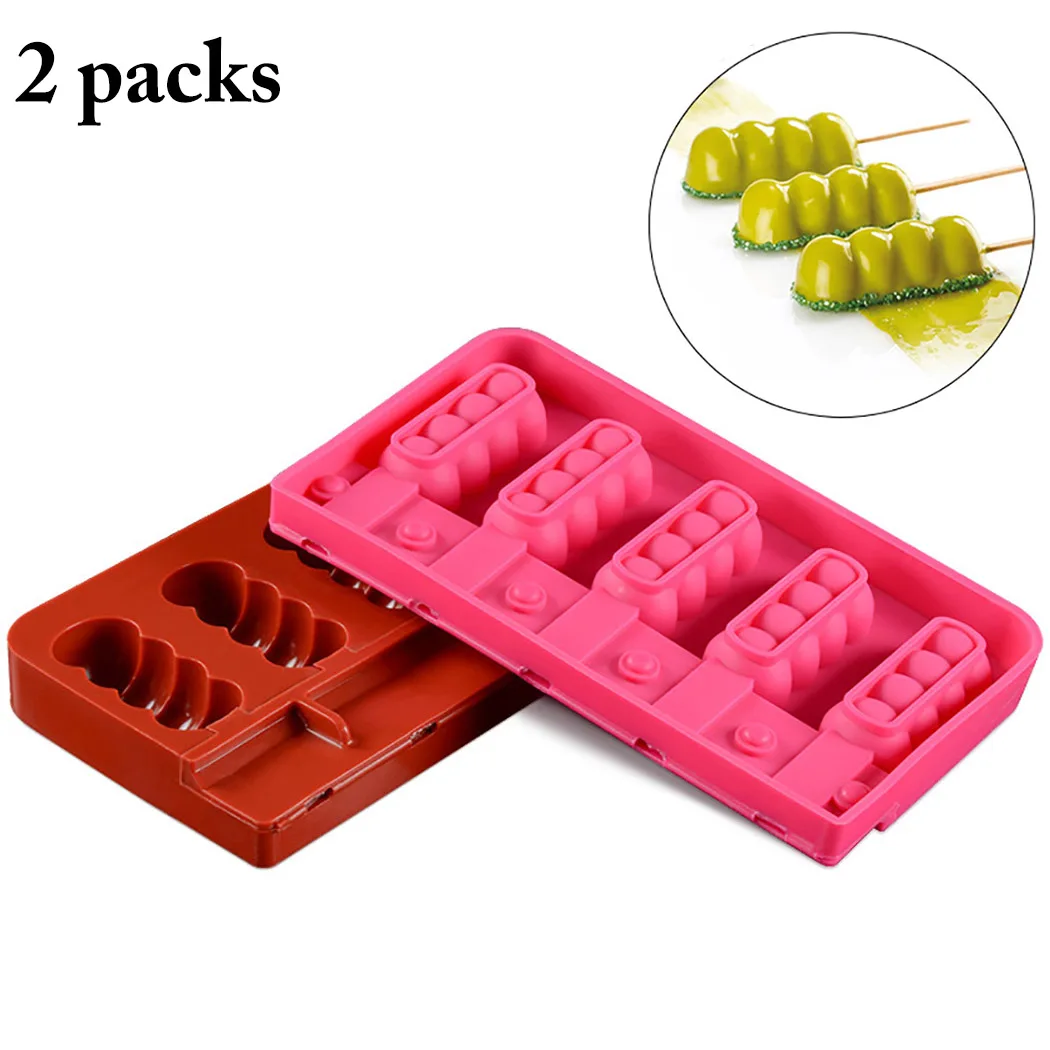 

2PCS Ice Cream Mold Creative Food Grade Silicone Ice Pop Mold Ice Tray