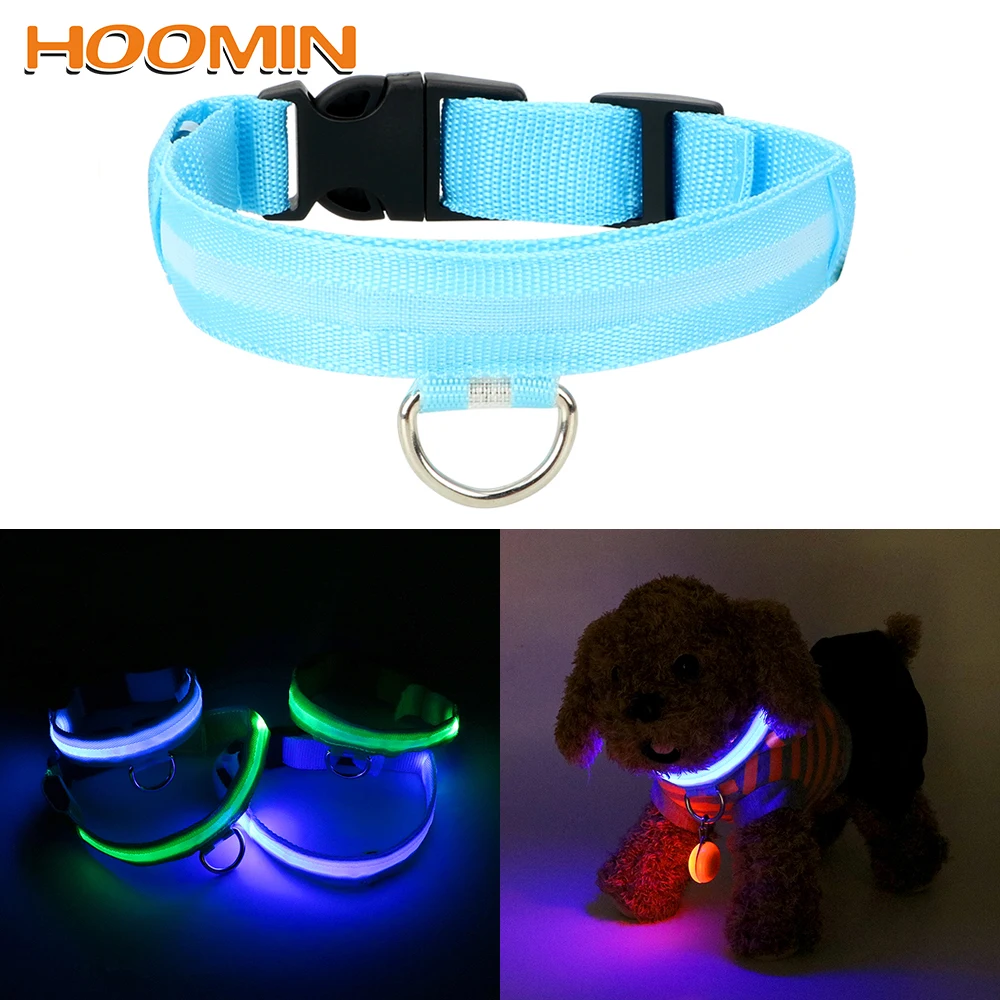 

HOOMIN Nylon LED Pet Dog Collar Night Safety Dog Flashing Leash Pet Products Glow In The Dark Pet Supplies