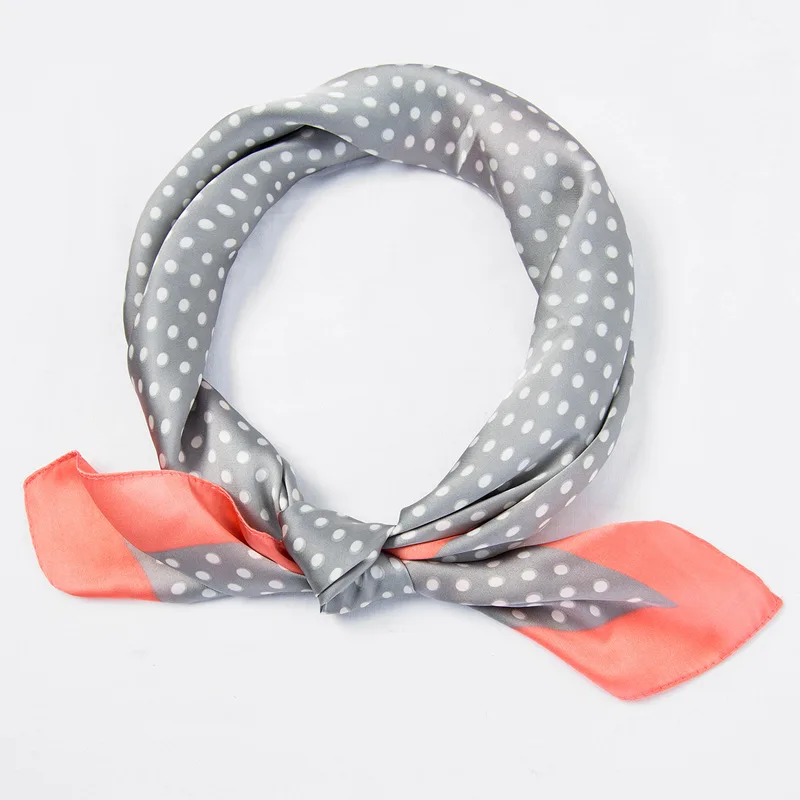 

Simulation silk printing red wave dot small square scarf female 70cm