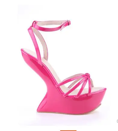 

Strange Style Women Solid Candy Color Hollow Out Sandals Sexy Hoof Heel Ankle Buckle Wrap Party Nightclub Shoes High Quality